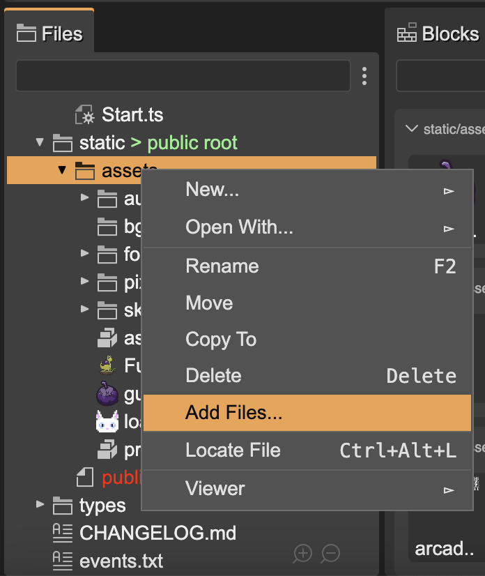 Add Files menu
