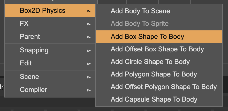 Add shape menu