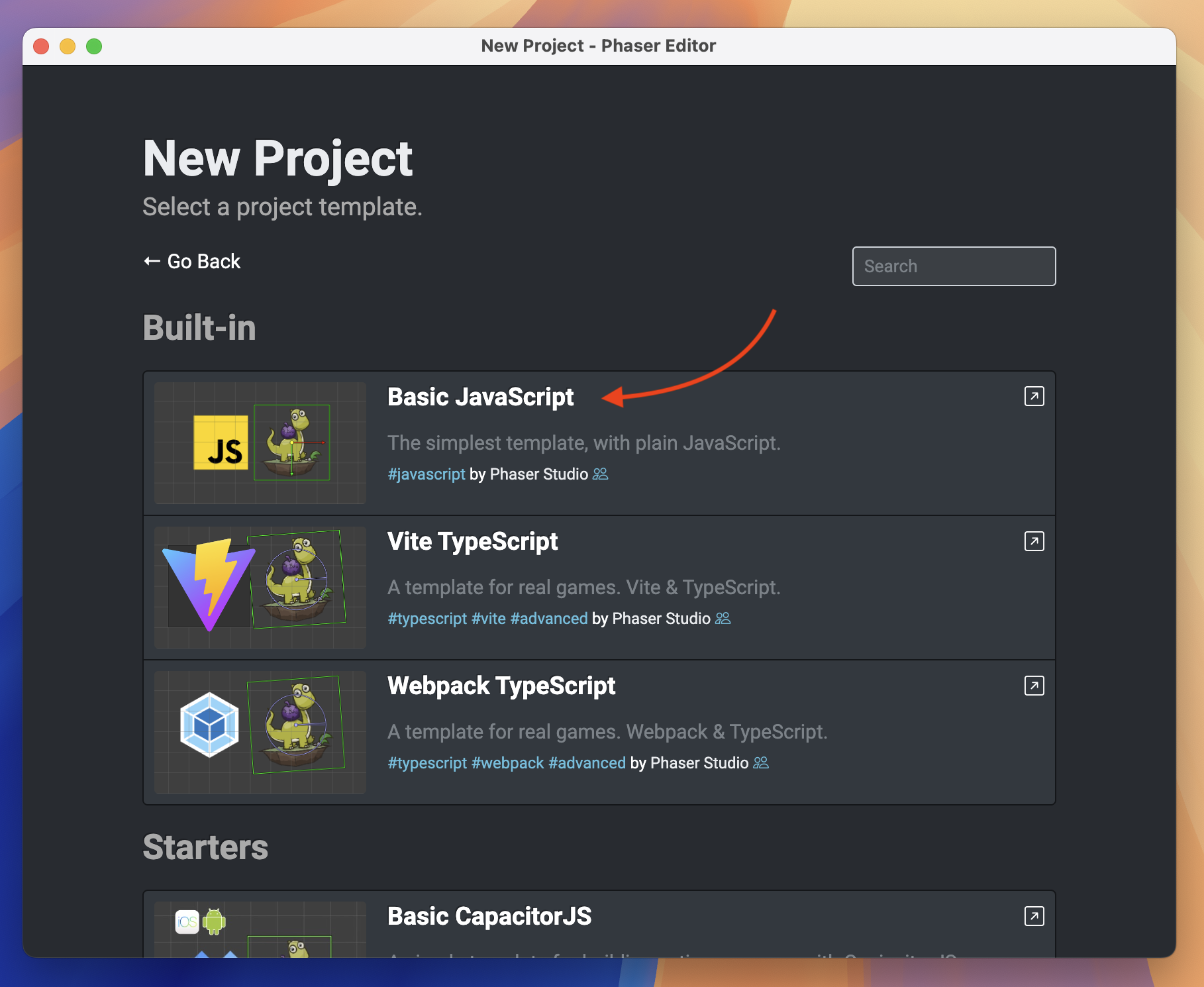 basic javascript template