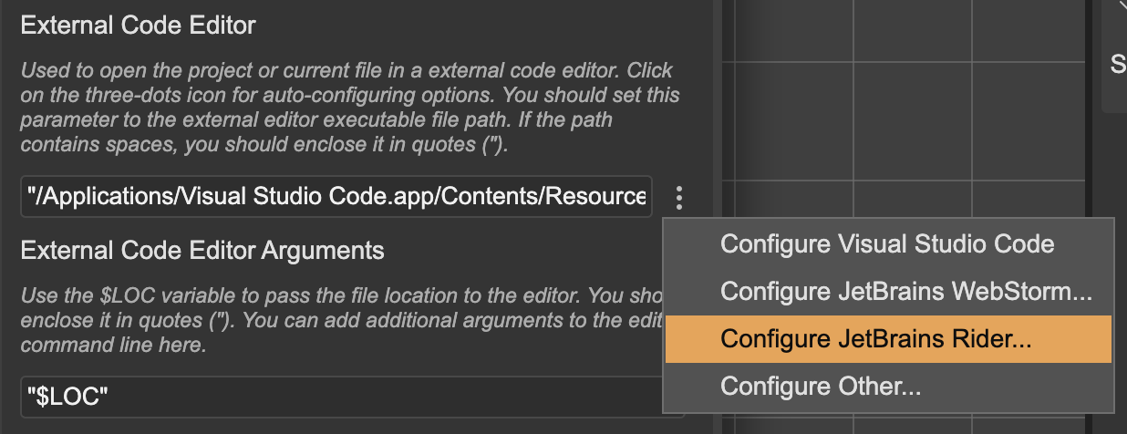 configure code editor