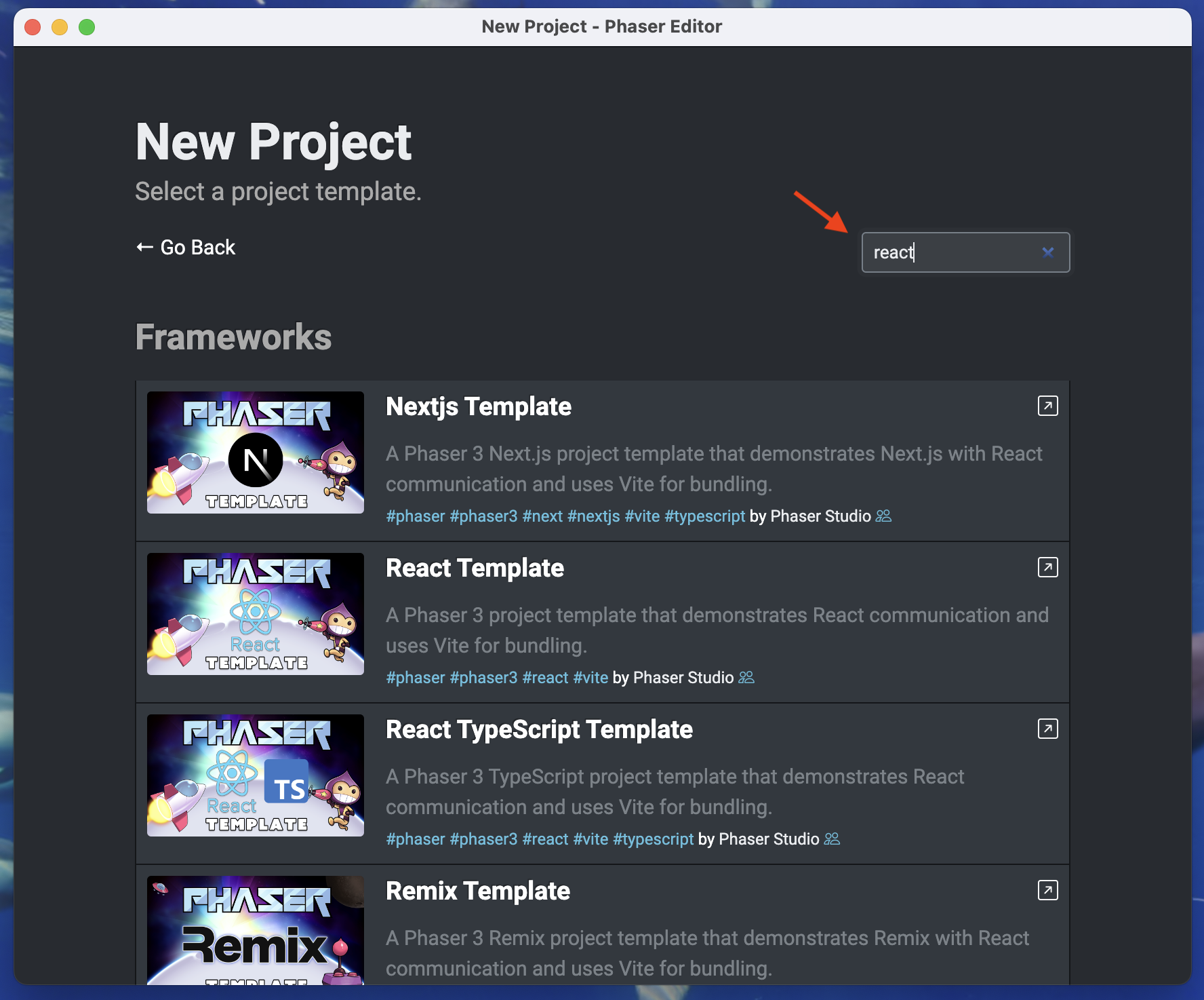 New project templates