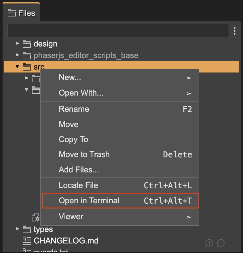 Open terminal