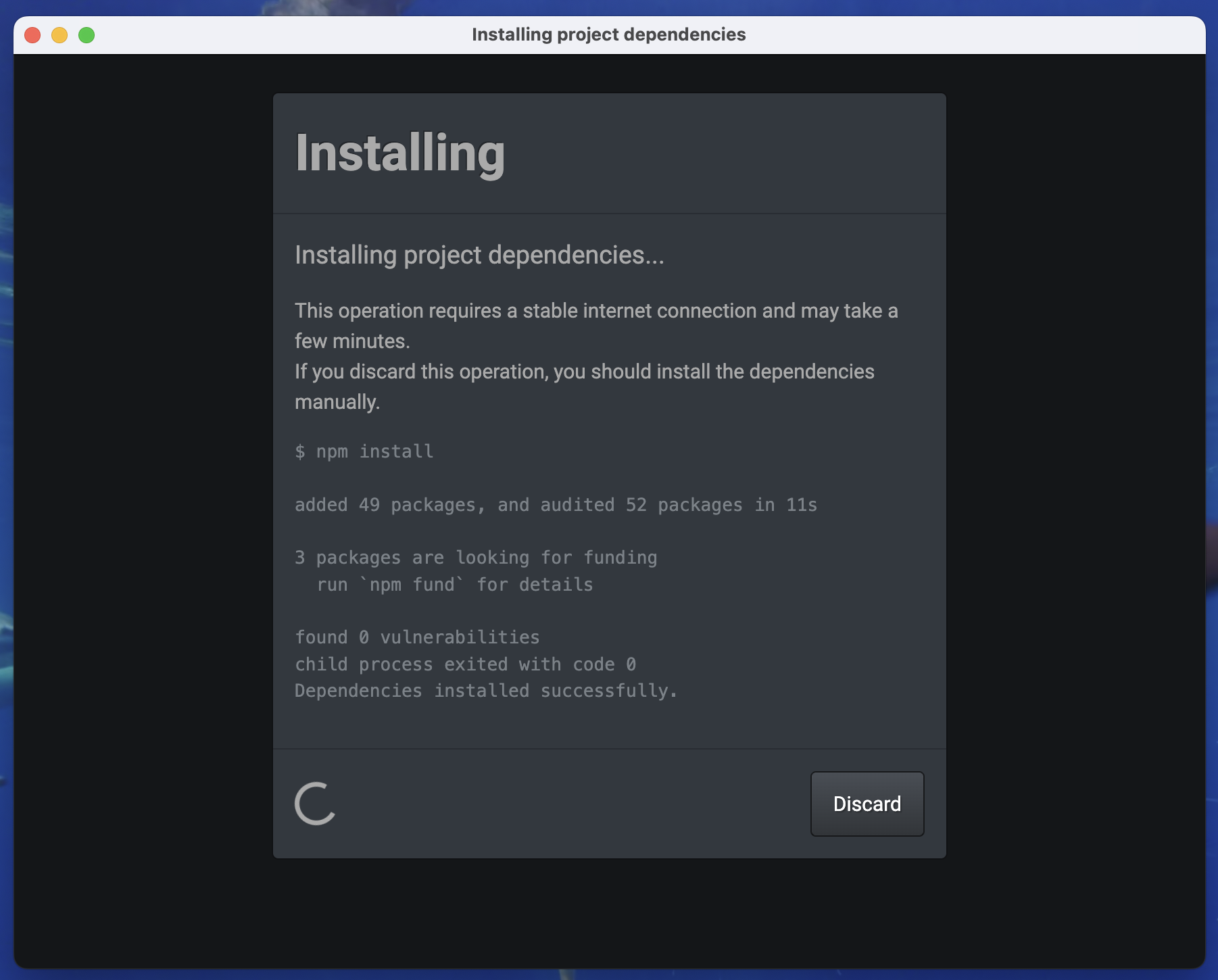 Installation progress