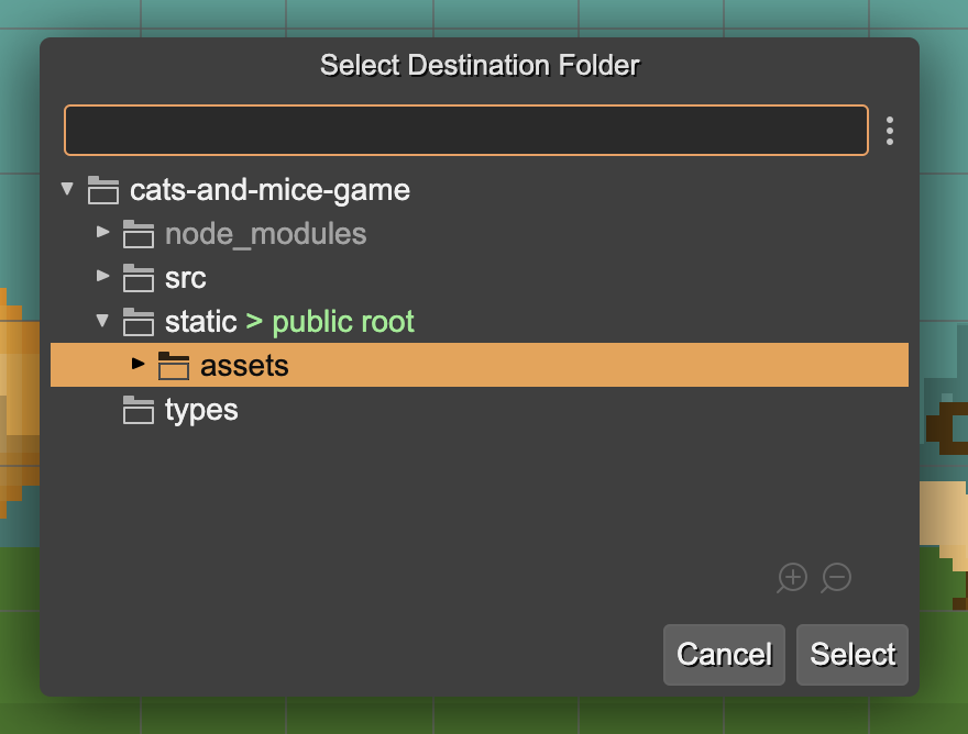 select destination folder